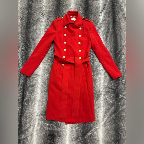 Misha Red Button-up Trench Coat - Picture 2 of 5
